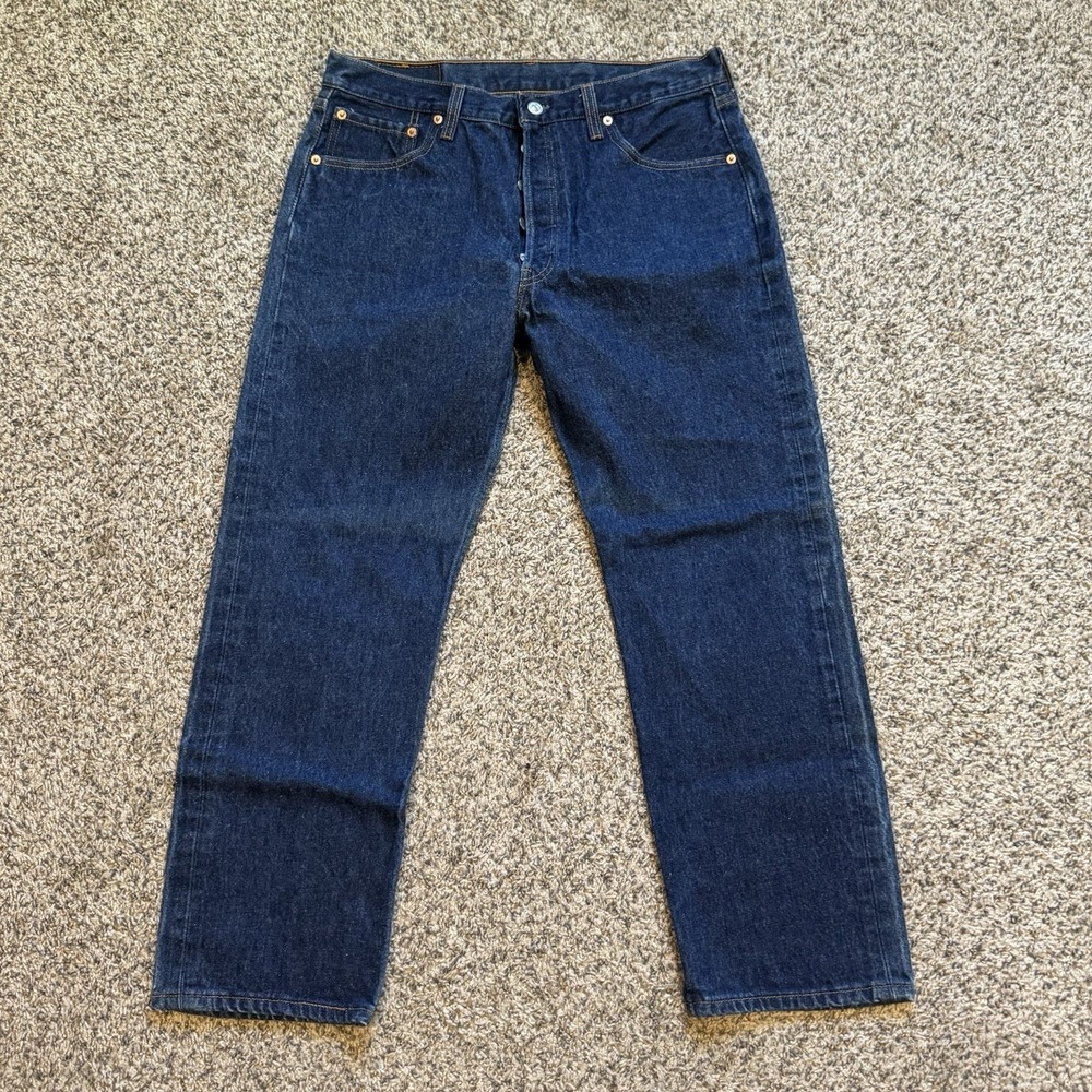 Vintage Levis 501xx Jeans Mens 35x30 Blue Dark Denim Made in USA Button Fly